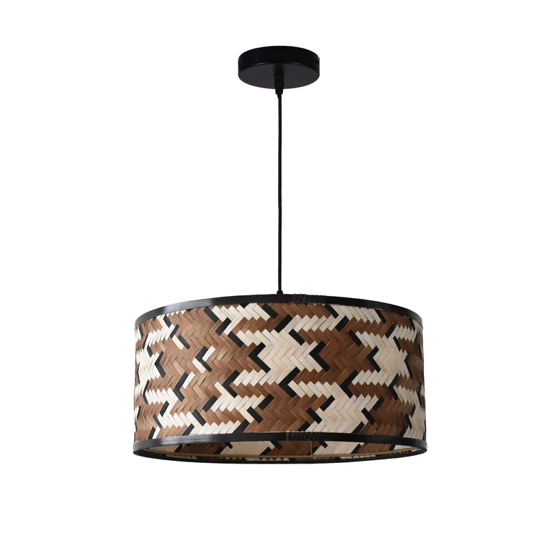 Suspension Phil en bambou tressé marron et noir 50 cm