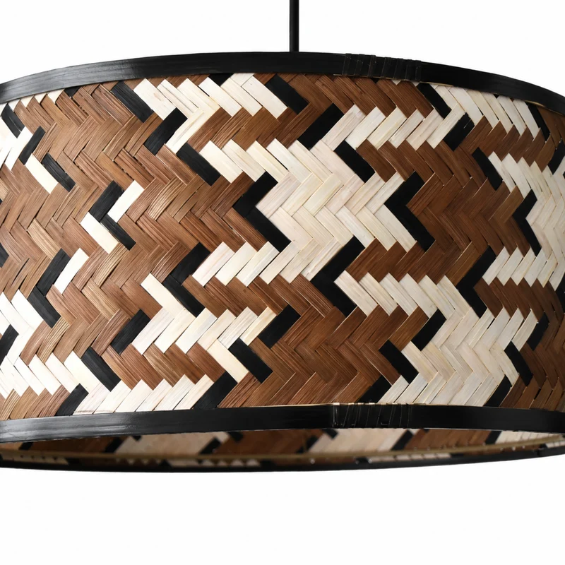 Suspension Phil en bambou tressé marron et noir 50 cm