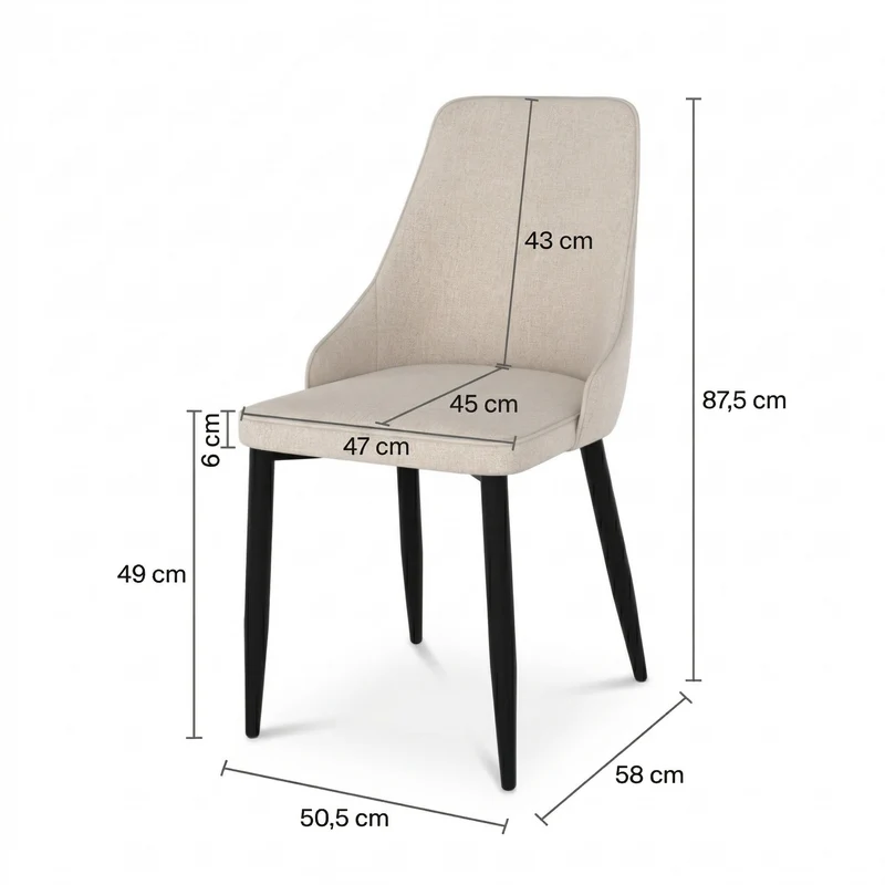 Chaise Pipo en tissu beige (lot de 2)