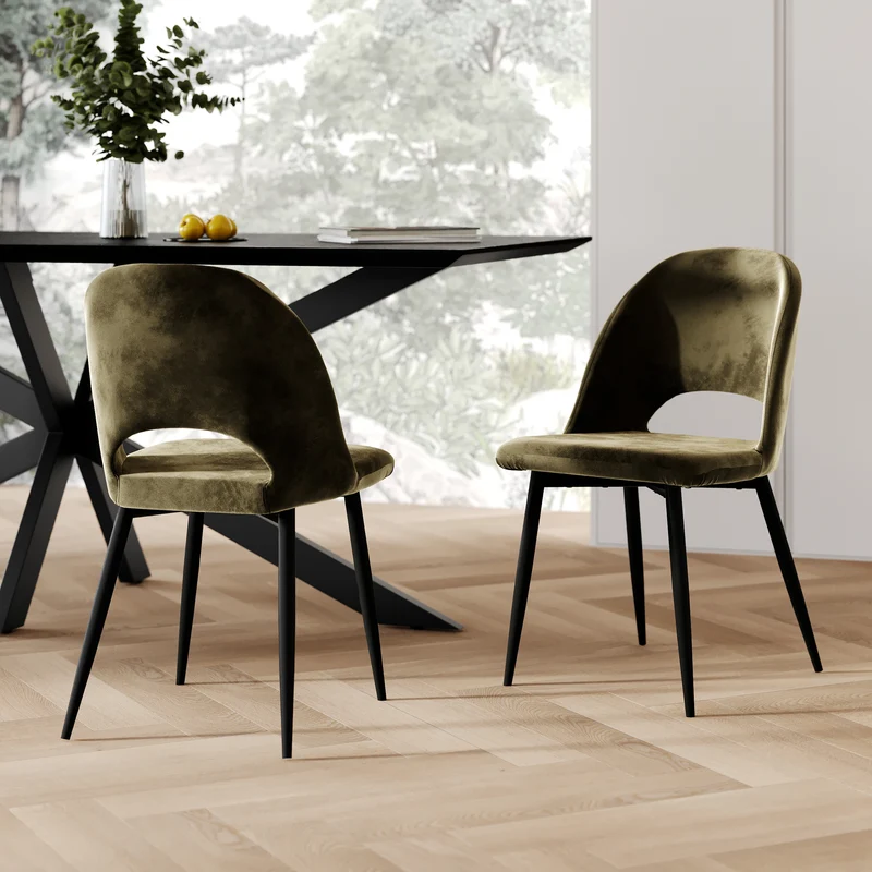 Chaise Pénélope en velours vert (lot de 2)