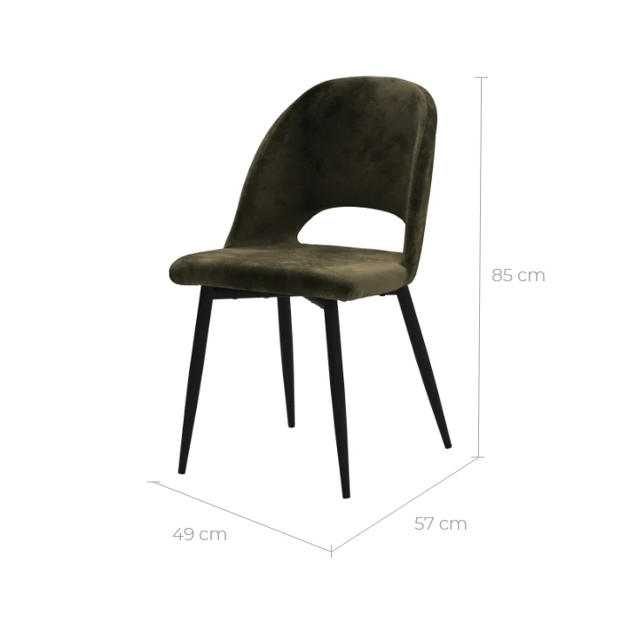 Chaise Pénélope en velours vert (lot de 2)
