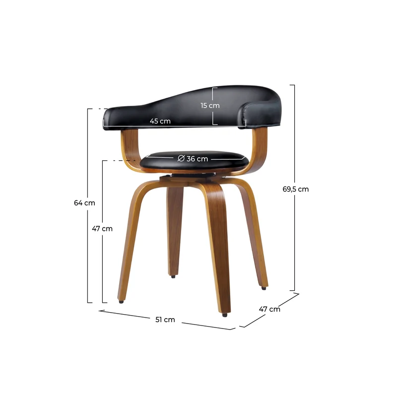Chaise noire Harold avec accoudoirs