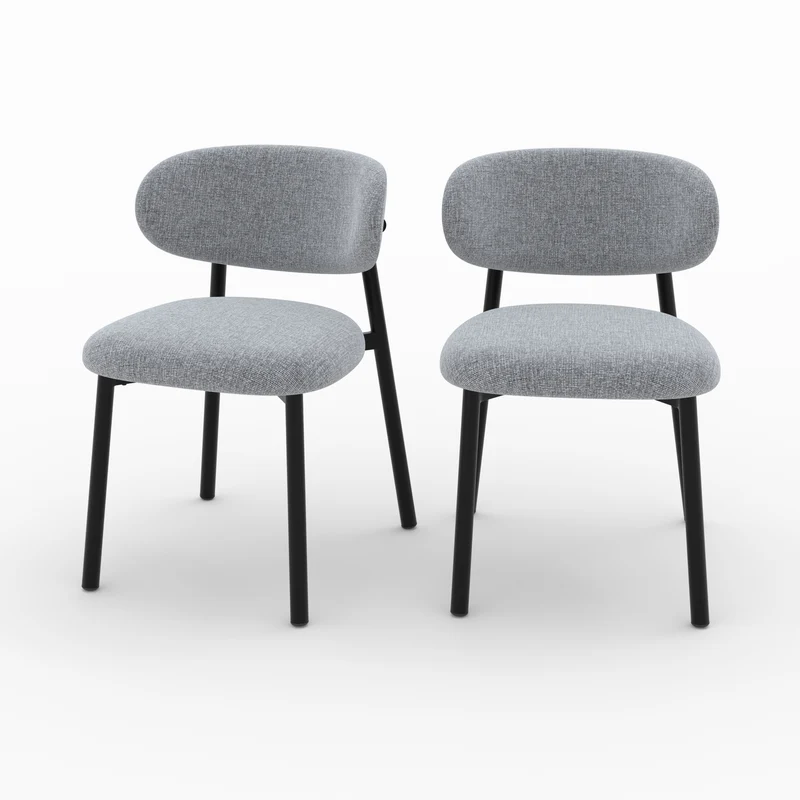 Chaise Nao en tissu gris foncé chiné (lot de 2)