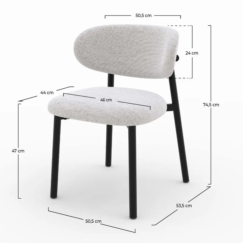 Chaise Nao en tissu gris clair chiné (lot de 2)