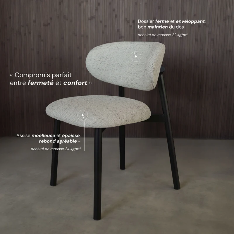Chaise Nao en tissu gris clair chiné (lot de 2)