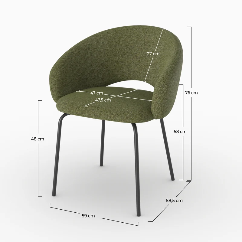 Chaise Milly en tissu vert chiné