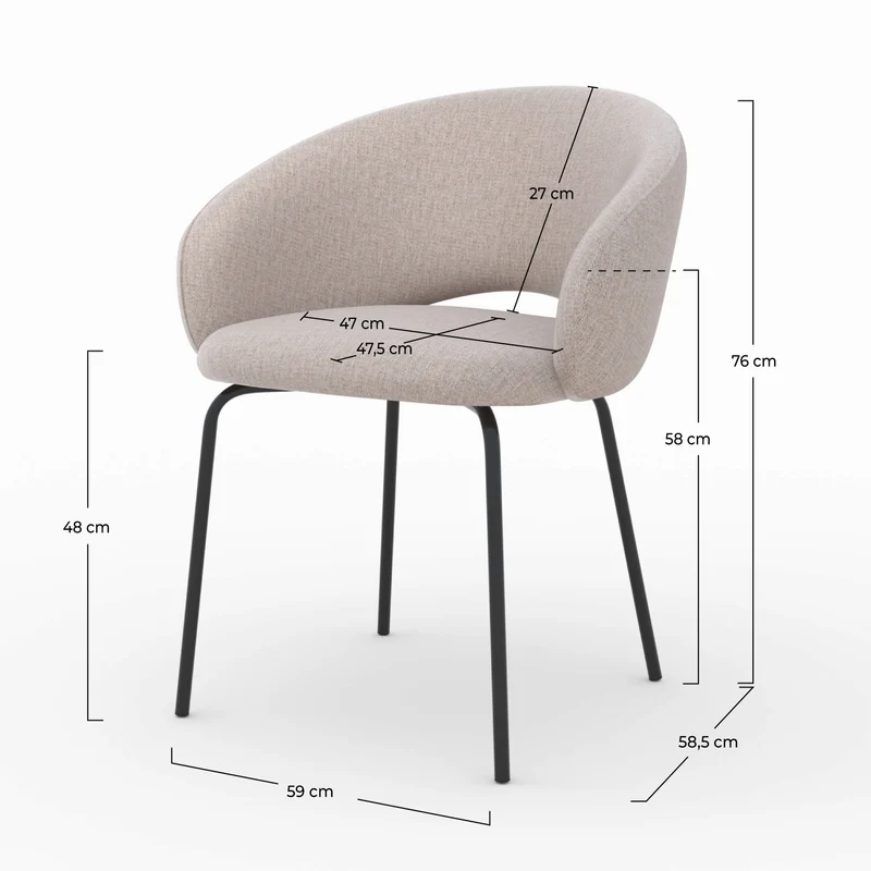Chaise Milly en tissu beige chiné