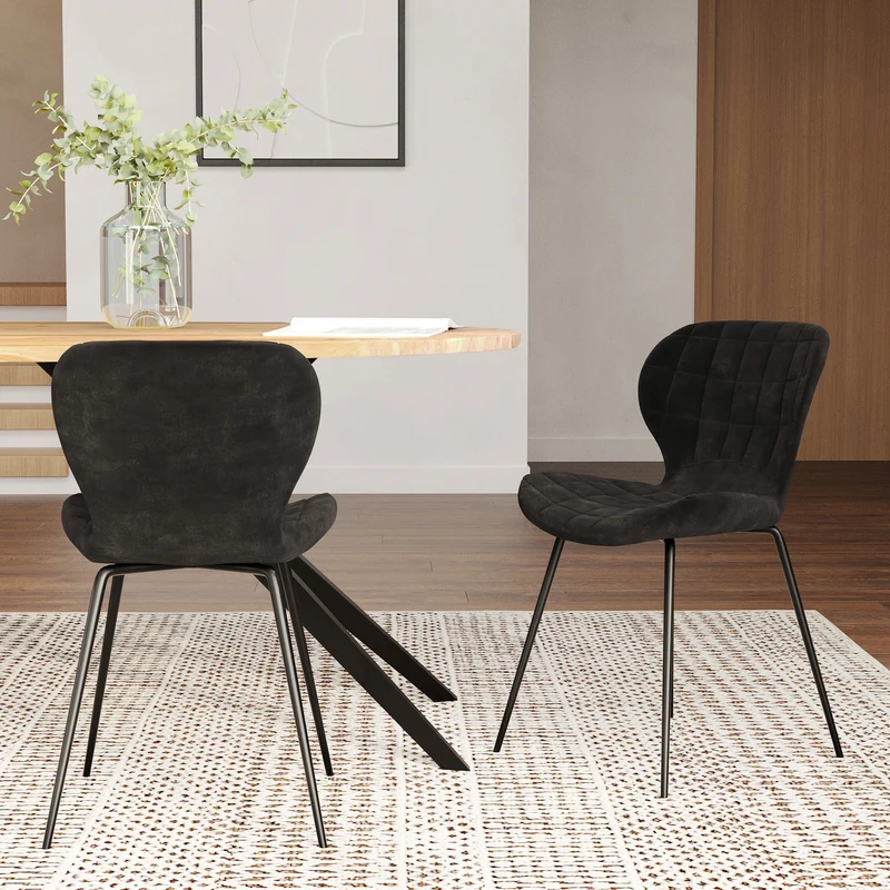 Chaise Mazzia en velours noir (lot de 2)