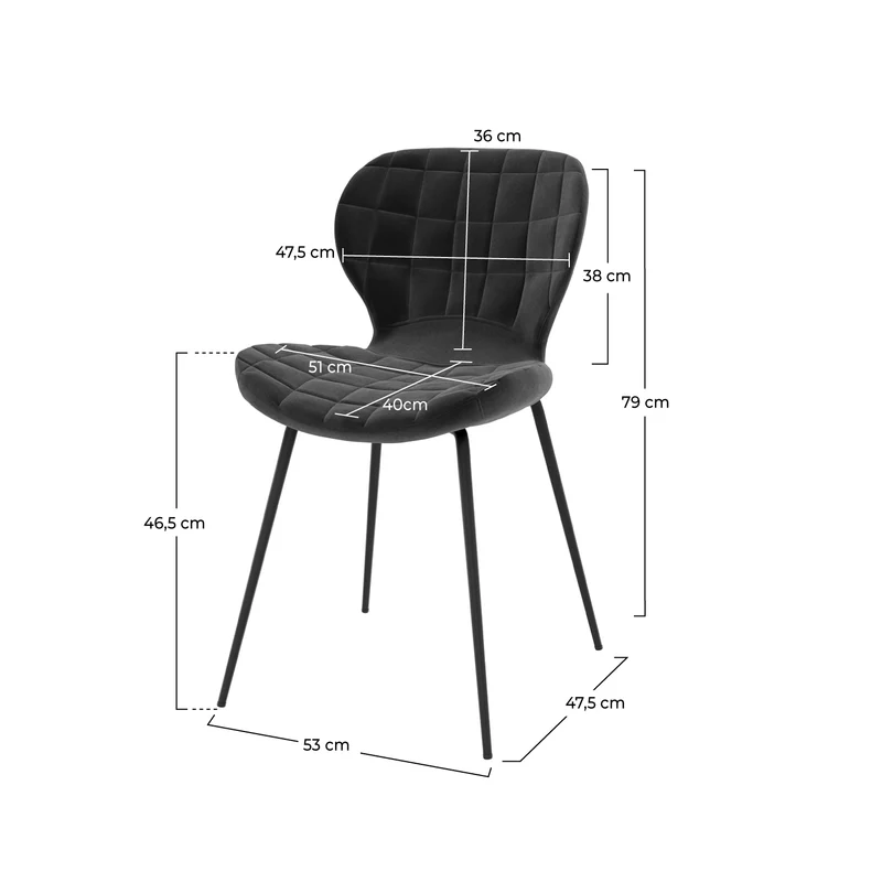 Chaise Mazzia en velours noir (lot de 2)
