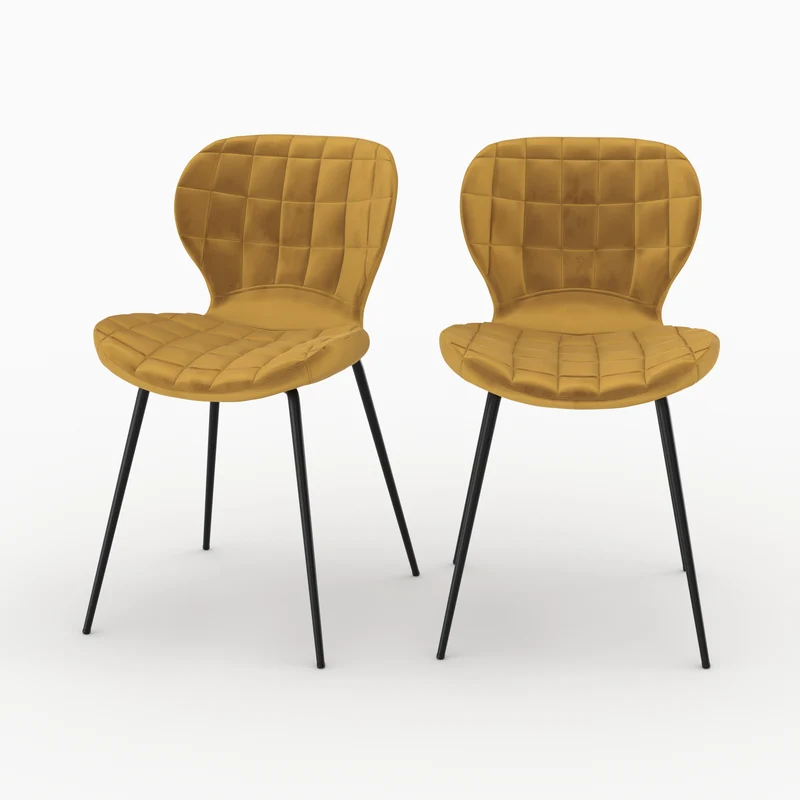 Chaise Mazzia en velours jaune curry (lot de 2)