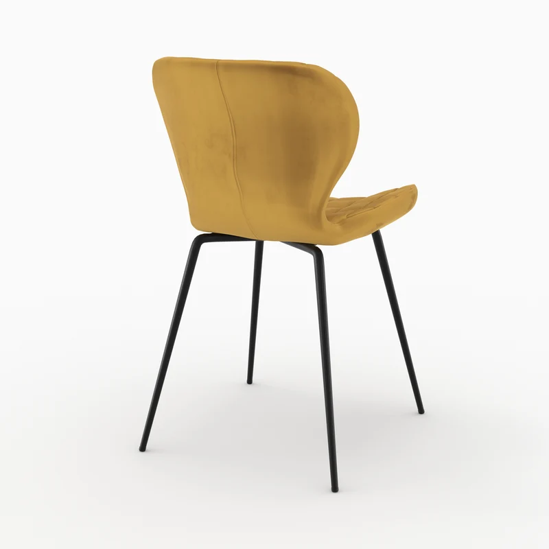 Chaise Mazzia en velours jaune curry (lot de 2)