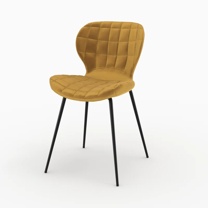 Chaise Mazzia en velours jaune curry (lot de 2)