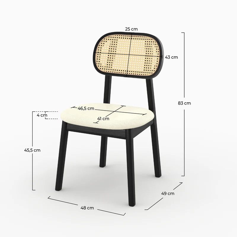 Chaise Maria en bois noir et rotin synthétique (lot de 2)