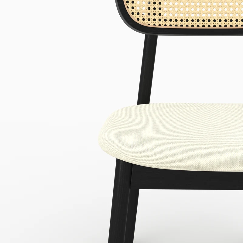 Chaise Maria en bois noir et rotin synthétique (lot de 2)