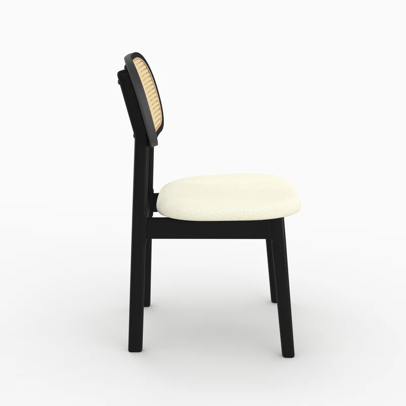 Chaise Maria en bois noir et rotin synthétique (lot de 2)