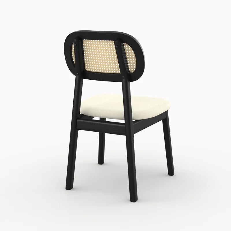 Chaise Maria en bois noir et rotin synthétique (lot de 2)