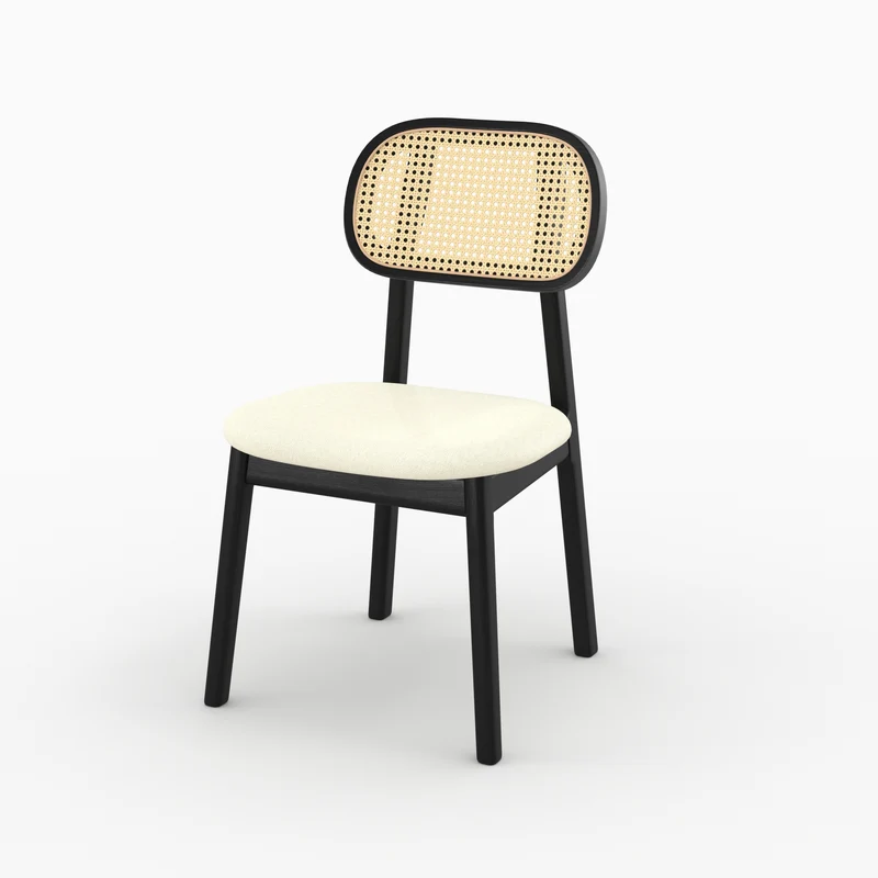 Chaise Maria en bois noir et rotin synthétique (lot de 2)