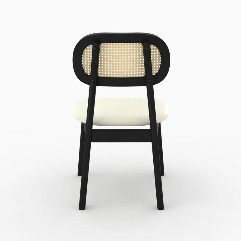 Chaise Maria en bois noir et rotin synthétique (lot de 2)