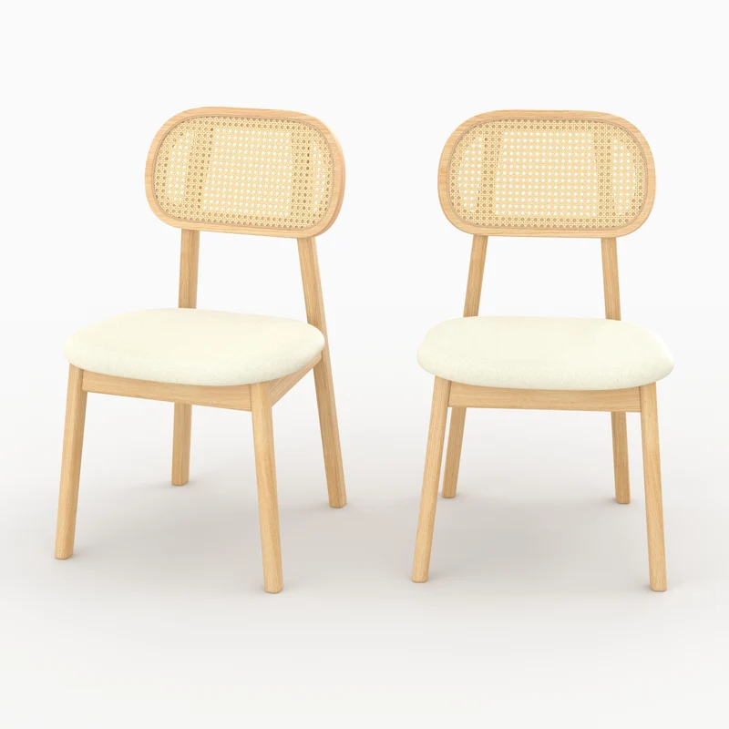 Chaise Maria en bois clair et rotin synthétique (lot de 2)