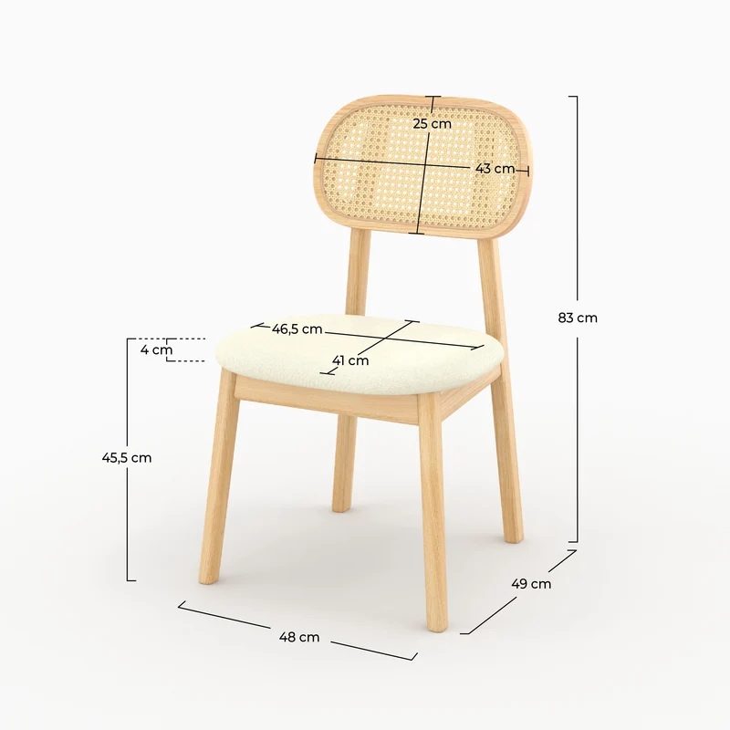 Chaise Maria en bois clair et rotin synthétique (lot de 2)