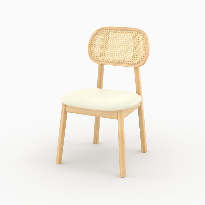 Chaise Maria en bois clair et rotin synthétique (lot de 2)
