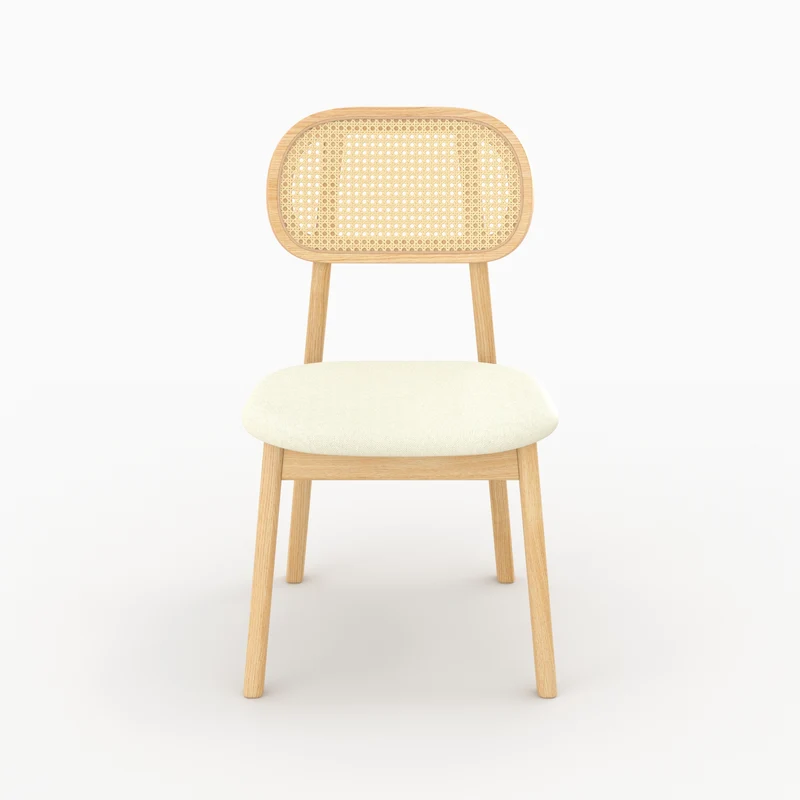 Chaise Maria en bois clair et rotin synthétique (lot de 2)