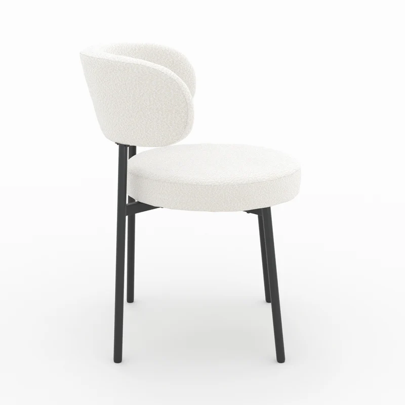 Chaise Maëlie en tissu bouclé blanc cassé (lot de 2)