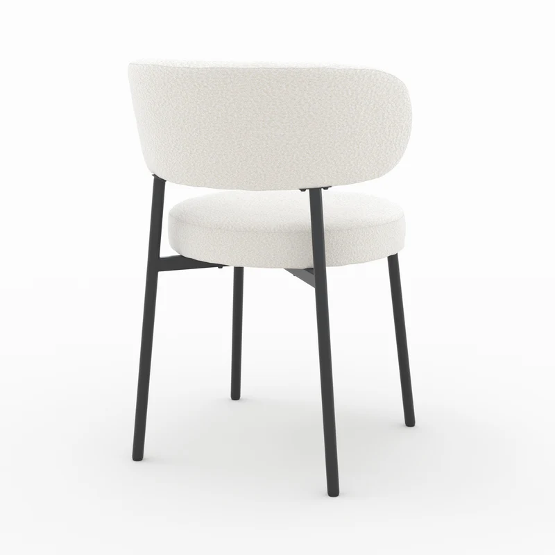 Chaise Maëlie en tissu bouclé blanc cassé (lot de 2)