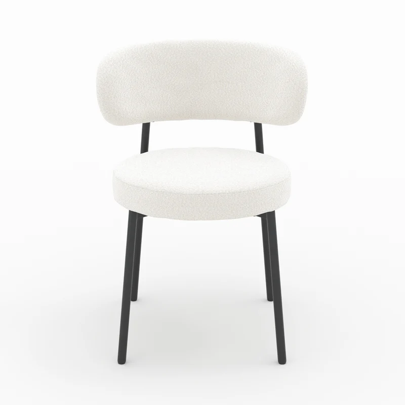 Chaise Maëlie en tissu bouclé blanc cassé (lot de 2)