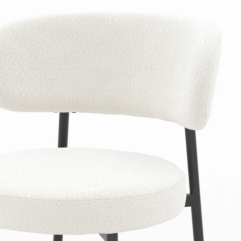 Chaise Maëlie en tissu bouclé blanc cassé (lot de 2)