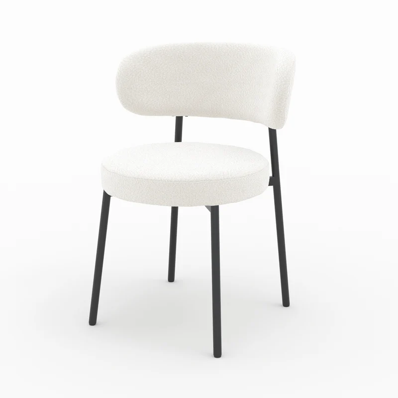 Chaise Maëlie en tissu bouclé blanc cassé (lot de 2)