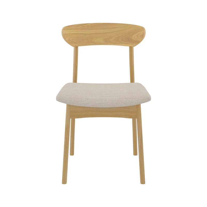 Chaise Lana en tissu beige et bois clair (lot de 2)