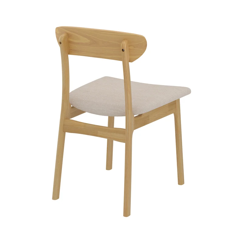 Chaise Lana en tissu beige et bois clair (lot de 2)