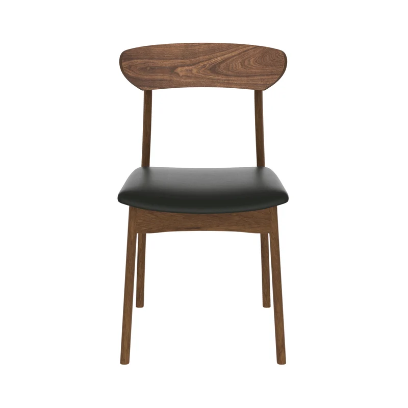 Chaise Lana en cuir synthétique noir et bois foncé (lot de 2)