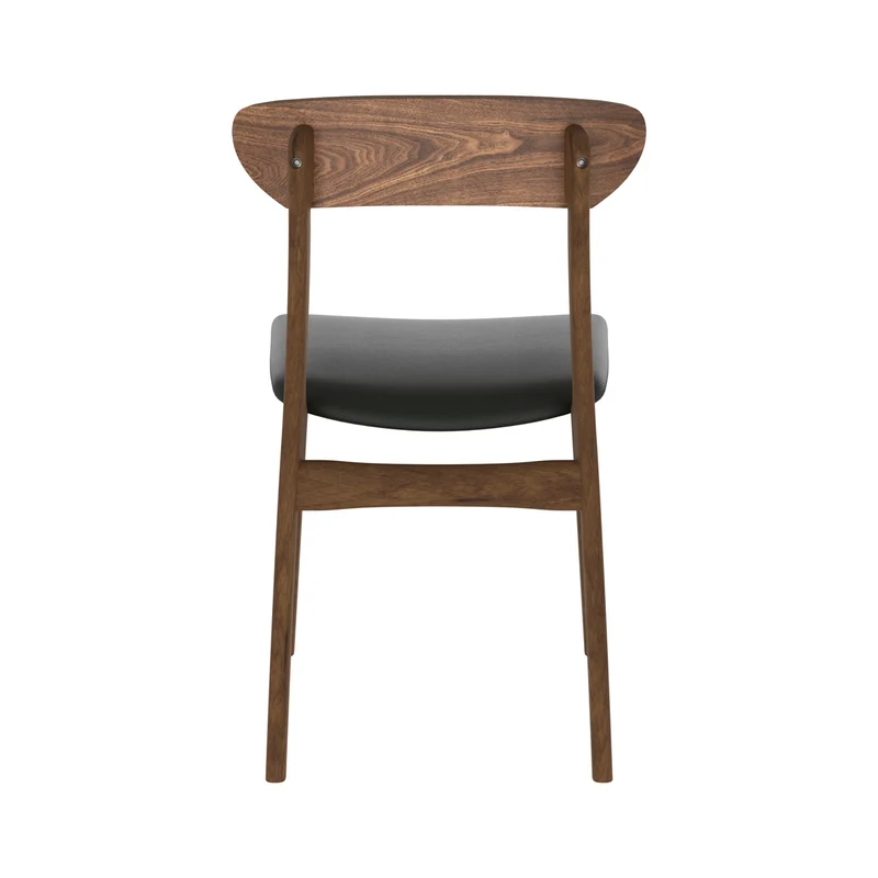Chaise Lana en cuir synthétique noir et bois foncé (lot de 2)