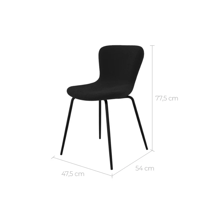 Chaise Koko noire effet laine bouclette (lot de 2)