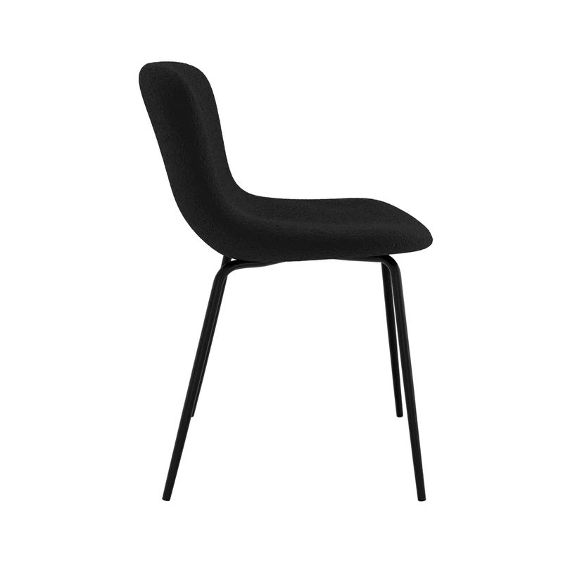 Chaise Koko noire effet laine bouclette (lot de 2)