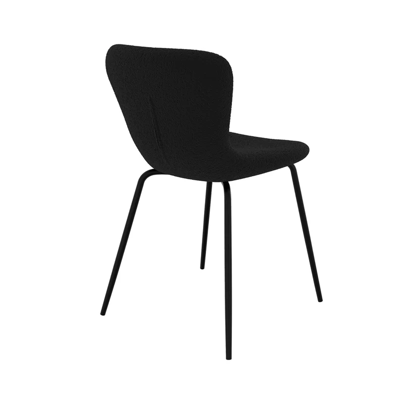 Chaise Koko noire effet laine bouclette (lot de 2)