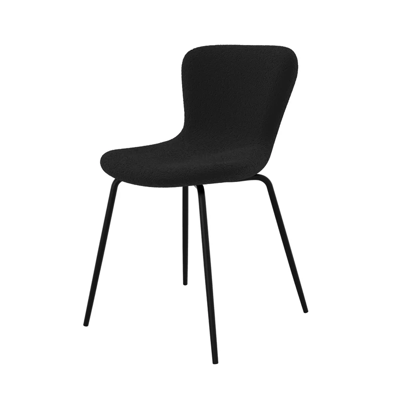 Chaise Koko noire effet laine bouclette (lot de 2)