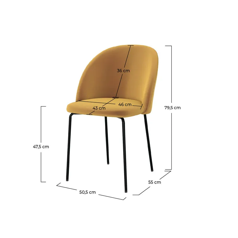 Chaise Karl en velours jaune moutarde (lot de 2)
