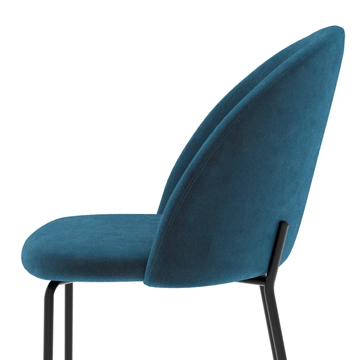 Chaise Karl en velours bleu foncé (lot de 2)
