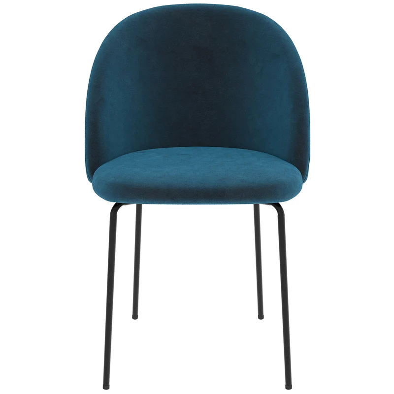 Chaise Karl en velours bleu foncé (lot de 2)