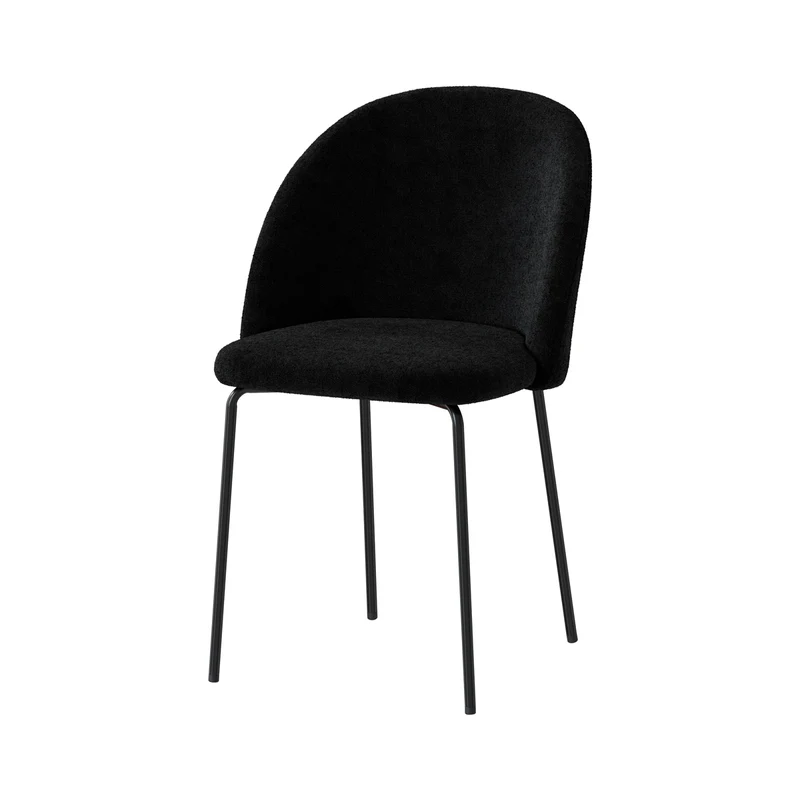 Chaise Karl en tissu bouclé noir (lot de 2)