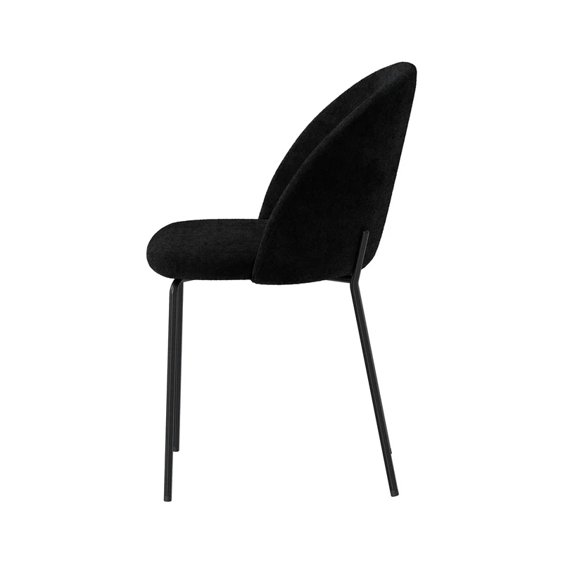 Chaise Karl en tissu bouclé noir (lot de 2)
