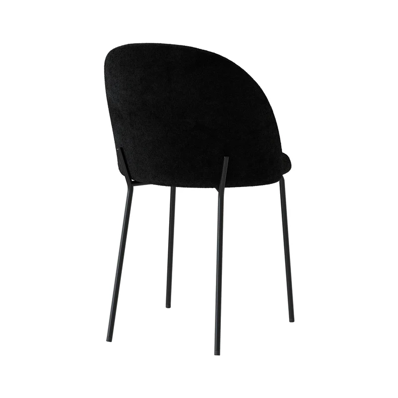 Chaise Karl en tissu bouclé noir (lot de 2)