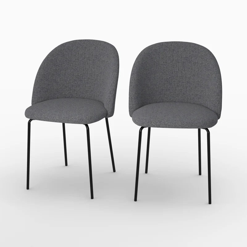 Chaise Karl en tissu chiné gris foncé (lot de 2)