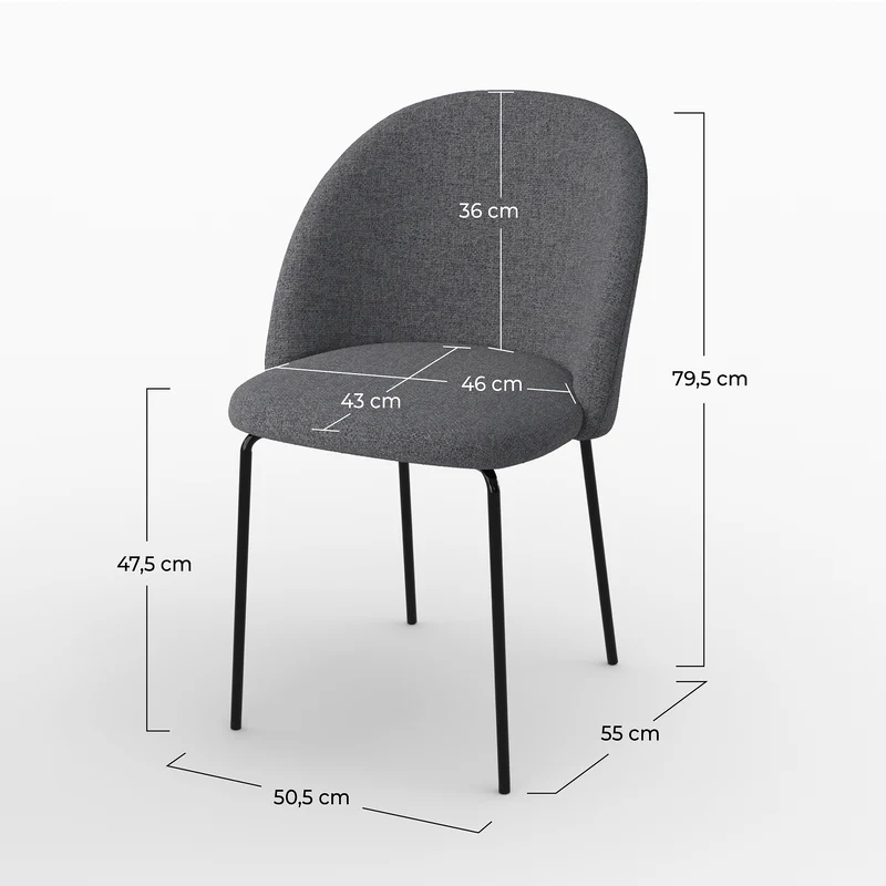Chaise Karl en tissu chiné gris foncé (lot de 2)