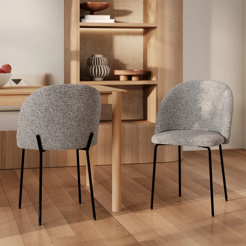 Chaise Karl en tissu chiné gris clair (lot de 2)