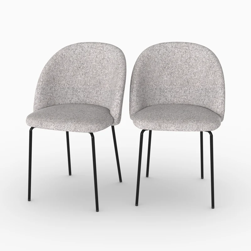 Chaise Karl en tissu chiné gris clair (lot de 2)