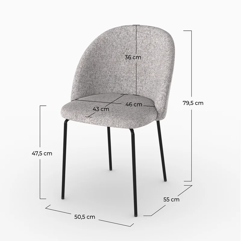 Chaise Karl en tissu chiné gris clair (lot de 2)
